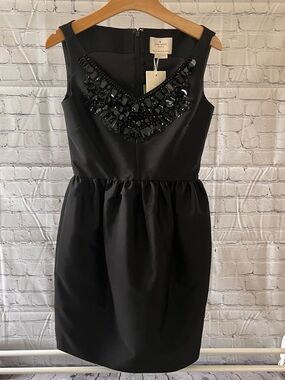 Kate Spade Little Black Cupcake Dress with Gem Embellishments, Black